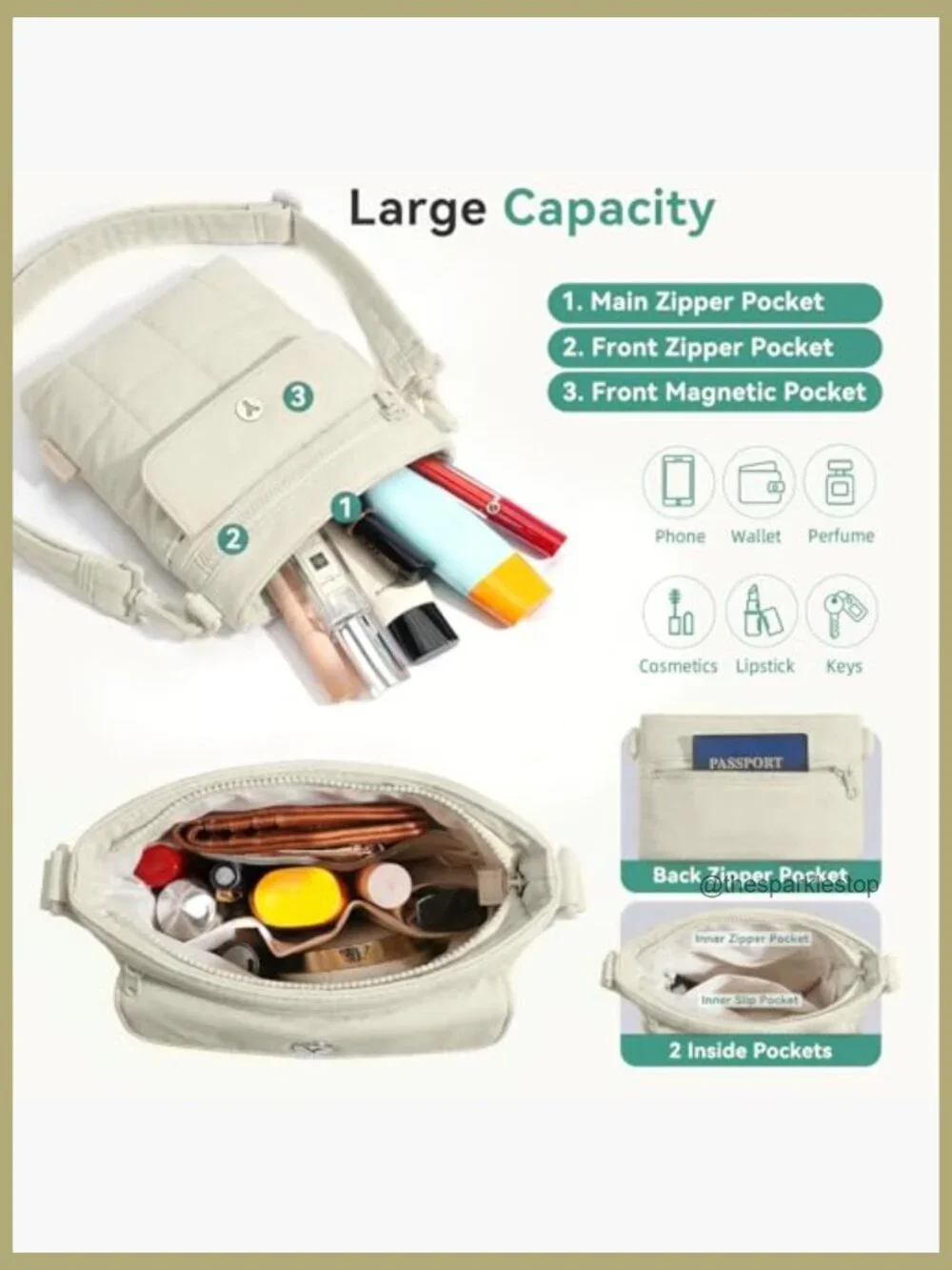 Lightweight Nylon Crossbody Bag with Multi Pockets for Travel